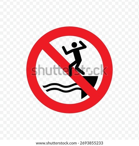 No jumping or cliff diving prohibited sign in a red circle with a diagonal slash