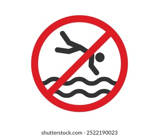 No Saltar al símbolo de icono de agua. No bucee signo. Sin logotipo de buceo Imagen de Ilustración vectorial. 