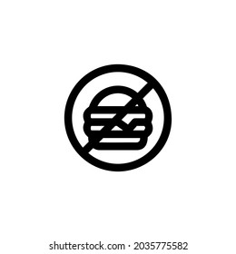 No Junk Fast Food Sign Vegetable Snack Yummy Monoline Symbol Icon Logo for Graphic Design UI UX and Website
