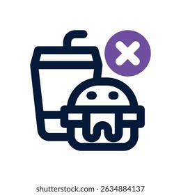 sem ícone de duotônico de junk food. Ícone vetorial moderno e elegante para sites, aplicativos móveis, materiais de marketing e design corporativo. Totalmente dimensionável e pronto para uso.