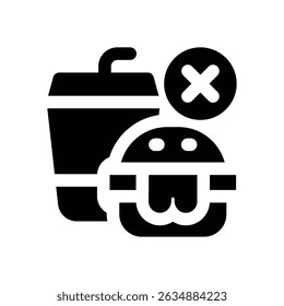 no junk food glyph icon. Strong and solid vector icon for websites, mobile interfaces, presentations, and visual branding. High quality and easy to edit.