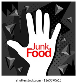 No junk food with hand Vector Icon Illustration.