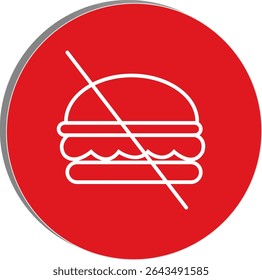 "Sem ícone de junk food com um símbolo de hambúrguer cruzado, promovendo hábitos alimentares saudáveis e consciência nutricional, fundo transparente."