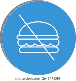 "No junk food icon with a crossed burger symbol, promoting healthy eating habits and nutritional awareness, transparent background."