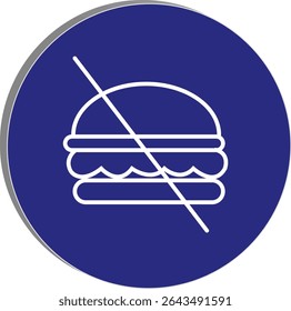 "No junk food icon with a crossed burger symbol, promoting healthy eating habits and nutritional awareness, transparent background."