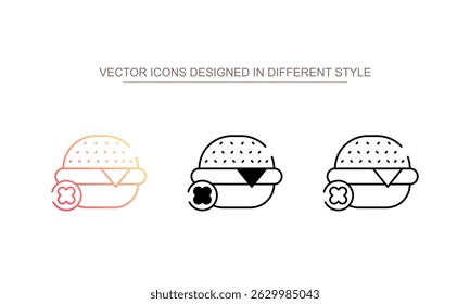Sem design de ícone de junk food com fundo branco ilustração stock
