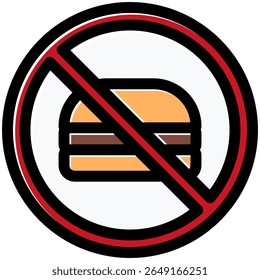 no junk food icon in flat outline offset style