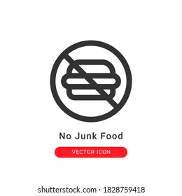 no hay ilustración vectorial de icono de comida chatarra. no hay diseño de contorno de icono de comida basura.
