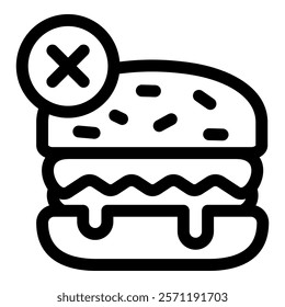 No Junk Food Simple Vector Icon Collection