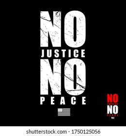 No Justice No Peace vector. Black lives matter protest in USA America.
