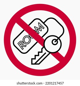 No hay llave. Prohibición de claves. No hay llave de la habitación. Icono del vector.