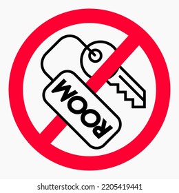 No hay llave. Prohibición de claves. No hay llave de la habitación. Icono del vector.