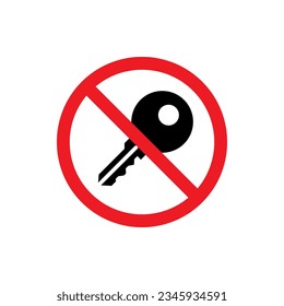No key sign icon isolated on white background. Vector illustration