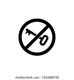 No key sign icon. Simple glyph, flat vector element of ban, prohibition, forbid icons set for UI and UX, website or mobile application