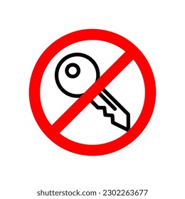 No Key sign illustration vector icon on white background