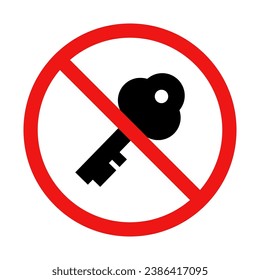 No Key Sign on White Background
