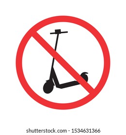 No kick scooter sign. Vector icon.