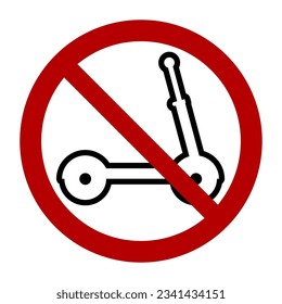 No kick scooter symbol, prohibition sign, line icon. Flat vector illustration isolated on white background.