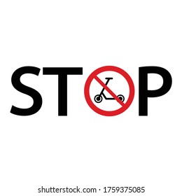  No Kick scooter vector Not allow   sign. The red circle prohibiting sing  Stop  Kick scooter icon