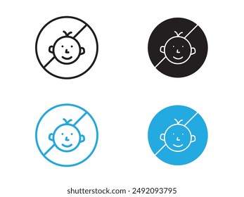 Kein Kind erlaubt Symbol schwarz-weiß Vektorgrafik Umrisszeichen
