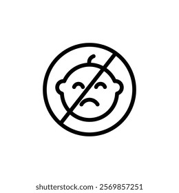 No kid allowed icon Black and white outline vector