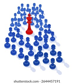 No Kings Concept with chess game pieces. Political protest vector illustration. Strength in numbers.