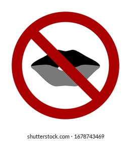 No Kiss or No Talk Lips Sign Icon. Vector Image.