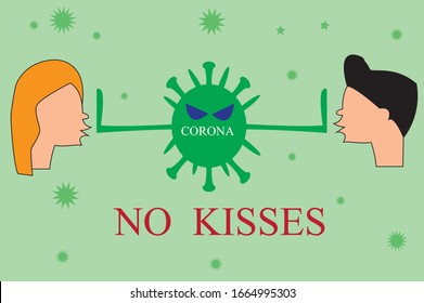 No kisses sign with corona virus vector