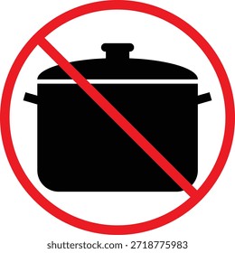 no kitchen pan icon. Kitchen prohibition symbols. Chopping boards forbidden graphic design. Food prep restriction signs. Food preparation prohibited sign      