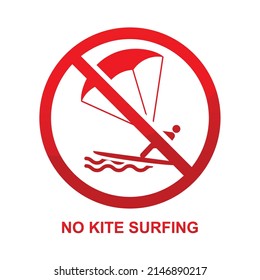 No kite surfing sign isolated on white background vector illustration.