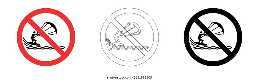 No kite surfing sign in vector format