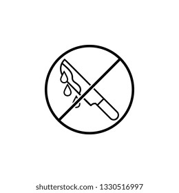 No Knife and Blood icon. Simple thin line, outline vector of Halloween ban, prohibition, forbid icons for UI and UX, website or mobile application
