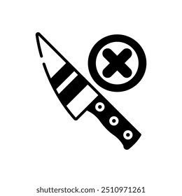 No Knife Glyph Icon, Vector illustration