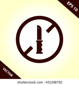 no knife icon. knife forbidden vector illustration