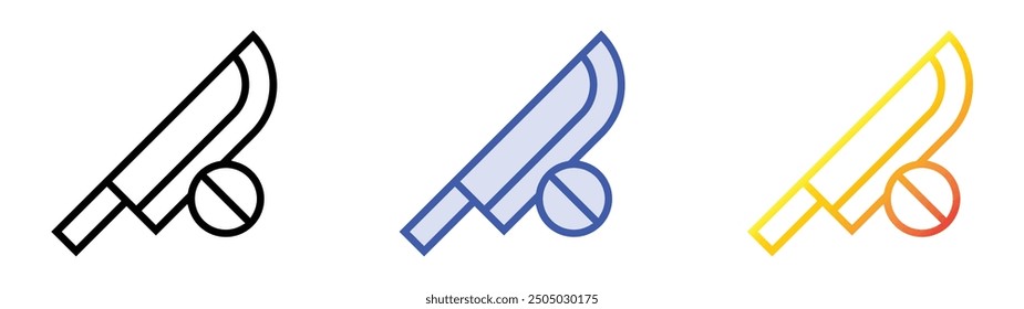 no knife icon. Linear, Blue Fill and Gradient Style Design Isolated On White Background