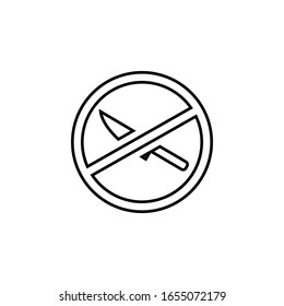 kein Messersymbol. Einfache Vektorillustration des Prohibit-Sets für UI und UX, Website oder mobile Anwendungen