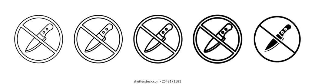 no knife icon Simple thin line logo set
