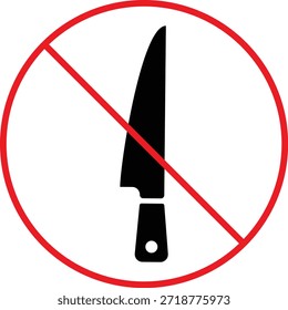 No hay iconos de cuchillo. Símbolos de prohibición de objetos nítidos. Diseño gráfico prohibido de cuchillas. No hay entrada de armas y señales de seguridad