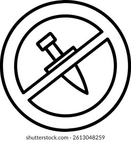 No Knife Line Vector Icon Design