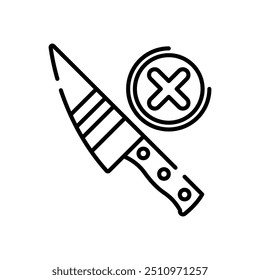 No Knife Outline Icon, Vector illustration
