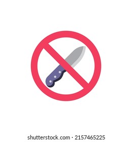 Kein Messer Verbot flacher Ikone, Kein Messer verboten Vektorzeichen, buntes Piktogramm einzeln auf Weiß. Symbol, Logo-Abbildung. Flaches Design