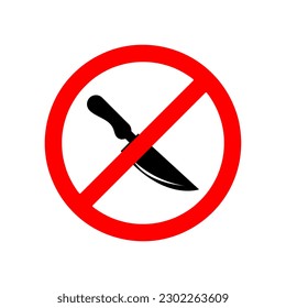 no knife, Sharp object banned, sign vector illustration on white background. 