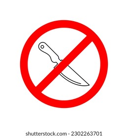 no knife, Sharp object banned, sign vector illustration on white background..eps