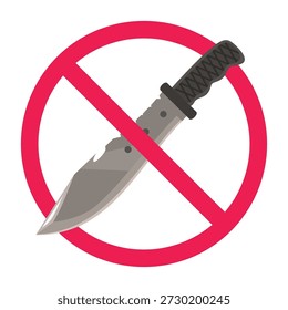 No knife sign, forbidden sharp weapon symbol, knife prohibited icon, do not carry knives sign, do not bring sharp weapons sign