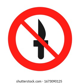 No knife sign. No knife sign on white background. Vector.