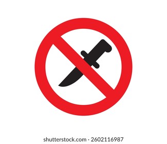 No knife sign vector. No, vector, ban, knife, symbol, forbidden, attention, icon, prohibited, prohibition. Can use for infographic, banner, poster, web design. Isolated on white background. 