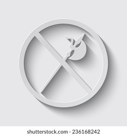no knife symbol, no weapon, prohibited symbol with shadow on a grey background