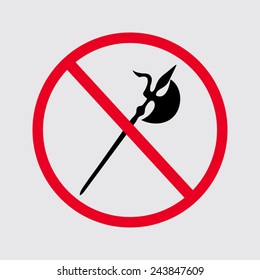 no knife symbol, no weapon, prohibited symbol on a grey background