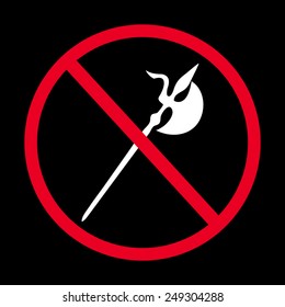 no knife symbol, no weapon, prohibited symbol  on a black background
