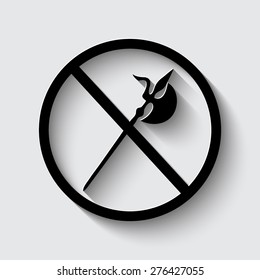 no knife symbol, no weapon, prohibited symbol  with shadow on a grey background